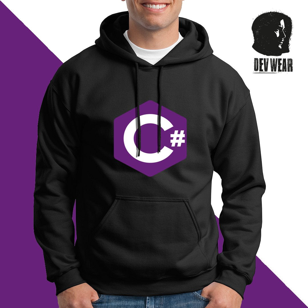 HOODIE BUZO SACO CANGURO DEVELOPER CSHARP BLANCO