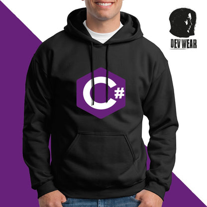 HOODIE BUZO SACO CANGURO DEVELOPER CSHARP BLANCO
