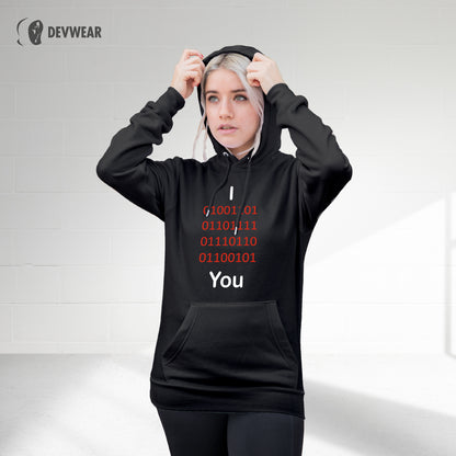 HOODIE I LOVE YOU SOFTWARE DEVELOPER BINARY